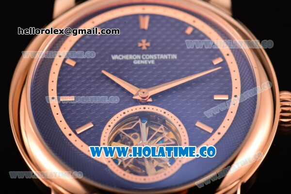 Vacheron Constantin Malte Tourbillon Asia Automatic Rose Gold Case with Rose Gold Stick Markers and Blue Dial - Click Image to Close